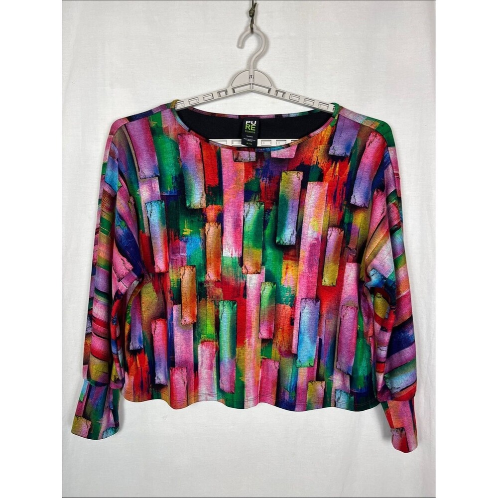 PURE Essence Multicolored Abstract Long Sleeve Blouse
